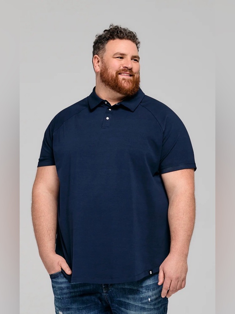 NWT Strongsize Everyday Stretch Snap Navy blue Polo Longer Length 4X